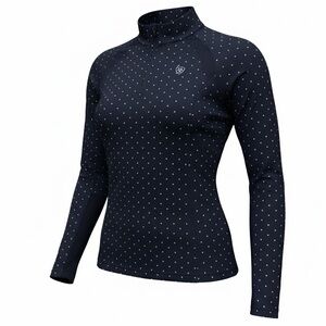 AriatTEK Navy Polka Dot‎ Baselayer Pullover – Youth L | Equestrian Riding Top